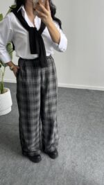 Mary Ekose Palazzo Pantolon - Gri - Görsel 4