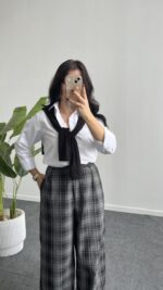 Mary Ekose Palazzo Pantolon - Gri - Görsel 3