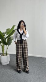 Mary Ekose Palazzo Pantolon - Kahve - Görsel 3