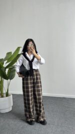 Mary Ekose Palazzo Pantolon - Kahve - Görsel 5