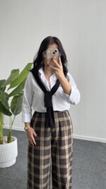 Mary Ekose Palazzo Pantolon - Kahve - Görsel 2