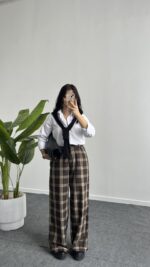 Mary Ekose Palazzo Pantolon - Kahve - Görsel 4