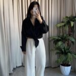 Eyra Oversize Pamuk Saten Gömlek Siyah