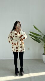 Fermuarlı Oversize Peluş Ceket - Görsel 7