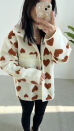 Fermuarlı Oversize Peluş Ceket - Görsel 6