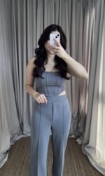 Gri Korse Görünümlü Askılı Takım - Görsel 2