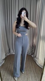 Gri Korse Görünümlü Askılı Takım - Görsel 3