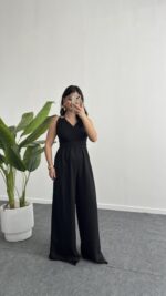 Rima Sırt Dekolteli Tulum - Siyah - Görsel 7