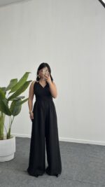 Rima Sırt Dekolteli Tulum - Siyah - Görsel 3