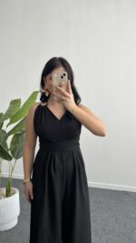 Rima Sırt Dekolteli Tulum - Siyah - Görsel 5