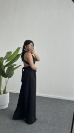 Rima Sırt Dekolteli Tulum - Siyah - Görsel 2