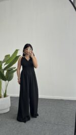 Rima Sırt Dekolteli Tulum - Siyah - Görsel 4