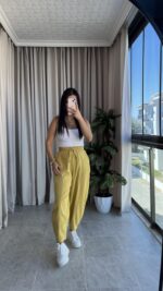 Hardal Balon Model Keten Pantolon