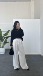 Hira Ajurlu Sakallı Triko Bluz - Siyah - Görsel 7