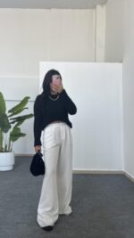 Hira Ajurlu Sakallı Triko Bluz - Siyah - Görsel 8