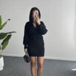 Merlin Tül Detaylı Crep Elbise - Siyah