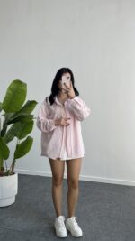 Tores Garnili Gömlek - Pembe - Görsel 6