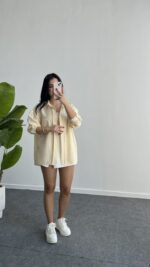 Tores Garnili Gömlek - Sarı - Görsel 6