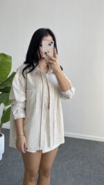 Tores Garnili Gömlek - Kahve - Görsel 4