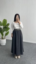 Lerasa Tensel Maxi Etek - Lacivert - Görsel 2