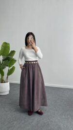 Lerasa Tensel Maxi Etek - Bordo - Görsel 4