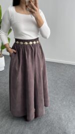 Lerasa Tensel Maxi Etek - Bordo - Görsel 2