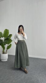 Lerasa Tensel Maxi Etek - Haki