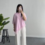 Elly Dantelli Kombine Tişört - Pembe