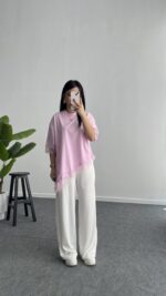 Elly Dantelli Kombine Tişört - Pembe