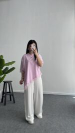 Elly Dantelli Kombine Tişört - Pembe - Görsel 7