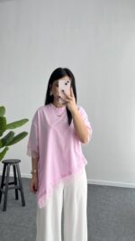 Elly Dantelli Kombine Tişört - Pembe - Görsel 2