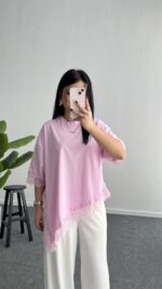 Elly Dantelli Kombine Tişört - Pembe - Görsel 4