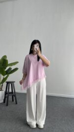 Elly Dantelli Kombine Tişört - Pembe - Görsel 3