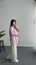 Elly Dantelli Kombine Tişört - Pembe - Görsel 6