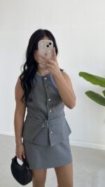 Jessy Takım Görünümlü Elbise - Gri - Görsel 12