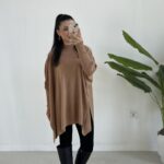 Karden Yırtmaçlı Pelerin - Bisküvi