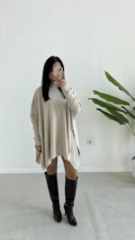 Karden Yırtmaçlı Pelerin - Taş - Görsel 2