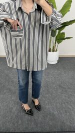 Katre Garnili Bambu Gömlek - Gri - Görsel 8