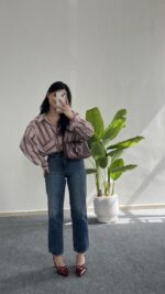 Katre Garnili Bambu Gömlek - Gül Kurusu - Görsel 3