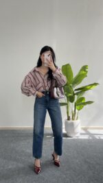 Katre Garnili Bambu Gömlek - Gül Kurusu - Görsel 2