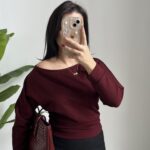 Kayık Yaka Oysho Bluz - Bordo