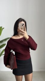 Kayık Yaka Oysho Bluz - Bordo