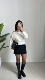 Kayık Yaka Oysho Bluz - Ekru - Görsel 4