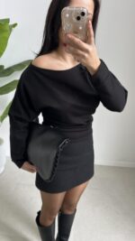 Kayık Yaka Oysho Bluz - Siyah - Görsel 4