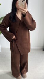 Kruvaze Triko Takım - Kahve - Görsel 3