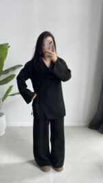 Kruvaze Triko Takım - Siyah - Görsel 2