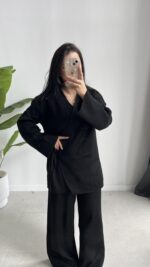 Kruvaze Triko Takım - Siyah - Görsel 6