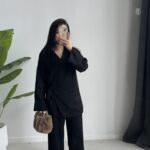 Kruvaze Triko Takım - Siyah