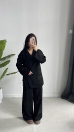 Kruvaze Triko Takım - Siyah - Görsel 4