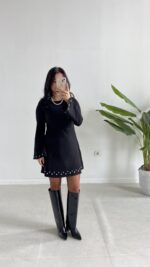 Lavia Drop Detaylı Selanik Elbise - Siyah - Görsel 6